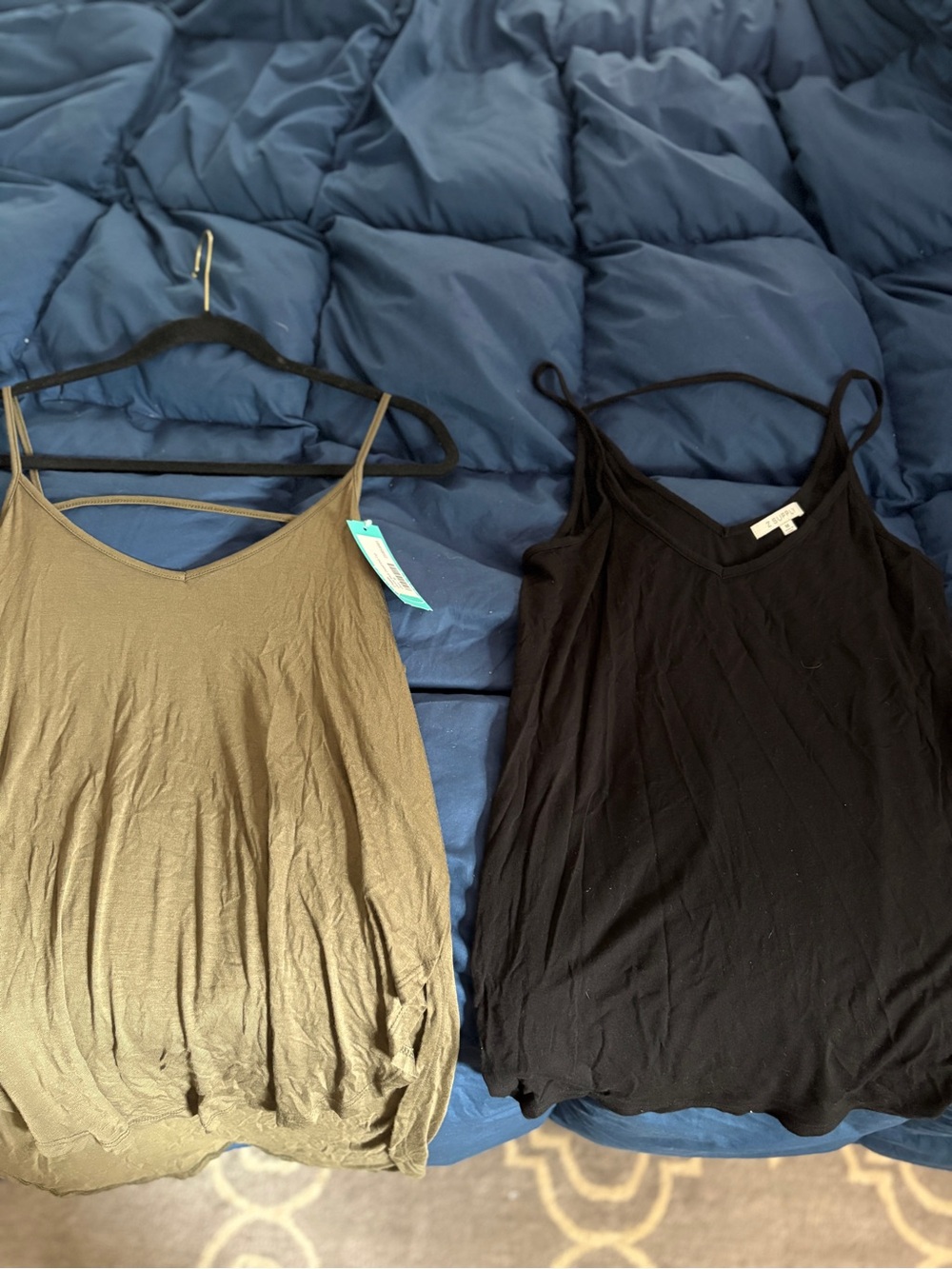 ZSupply - V-Neck Olive and Black Tank Tops with Spaghetti Straps